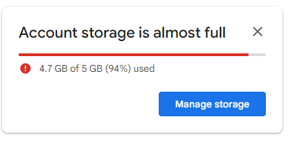 Google storage is almost full image